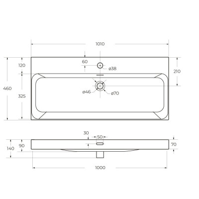 Керамическая раковина 1010x460x140 Belbagno BB-8078-100 мебельная белая