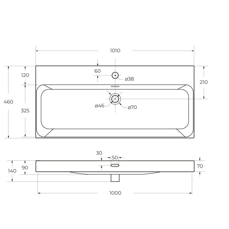Керамическая раковина 1010x460x140 Belbagno BB-8078-100 мебельная белая