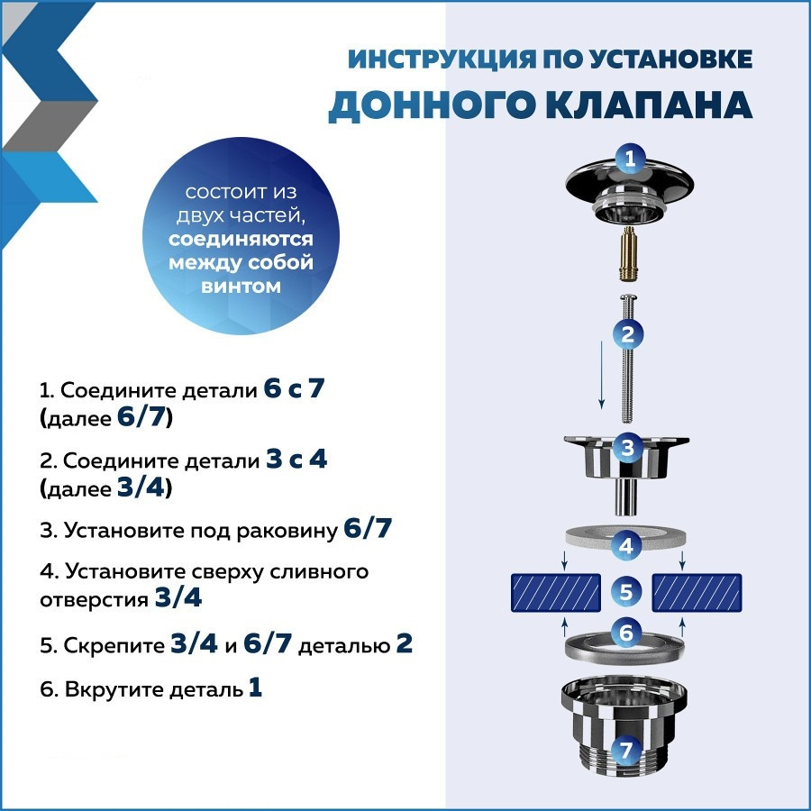 Донный клапан для раковины универсальный Quwelle черный матовый