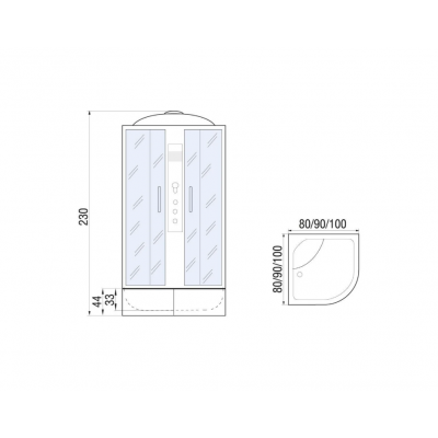 Душевая кабина с поддоном хром 80x80x230см River DUNAY XL 80/43 TH