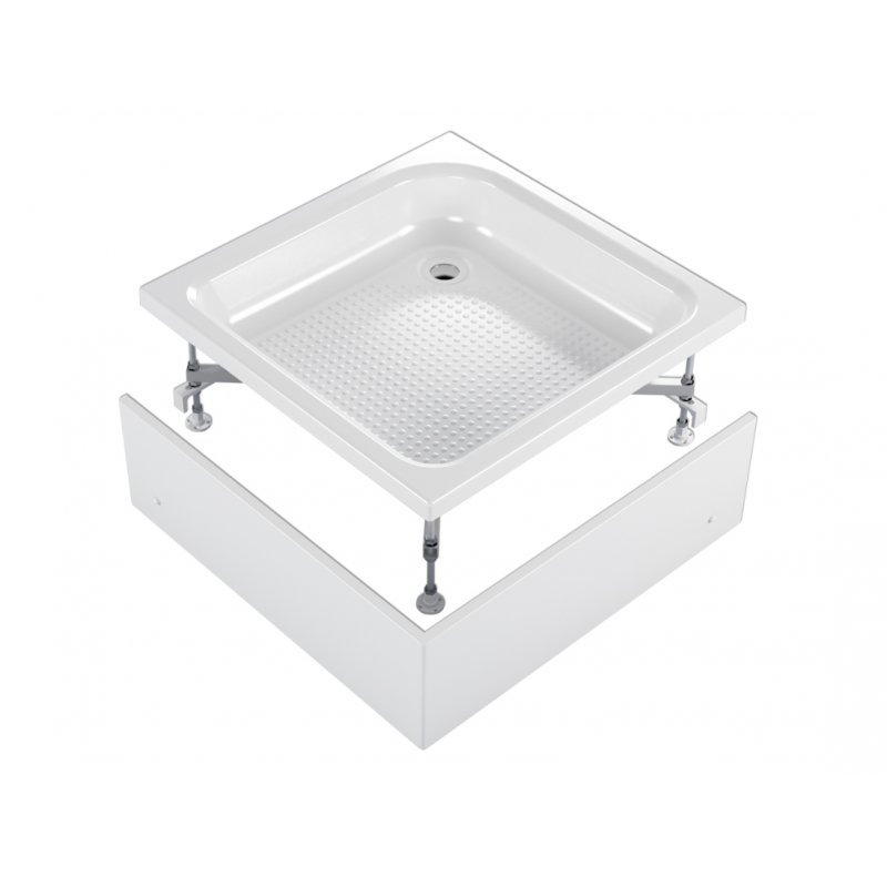 Акриловый душевой поддон 80x80x30 QuWelle Квадрат 30 с каркасом и экраном