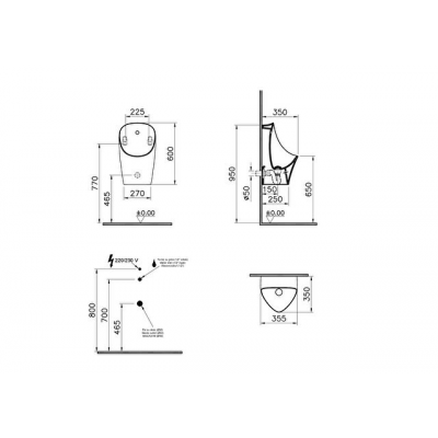 Писсуар VitrA Arkitekt Urinal настенный белый с сенсором, питание от сети