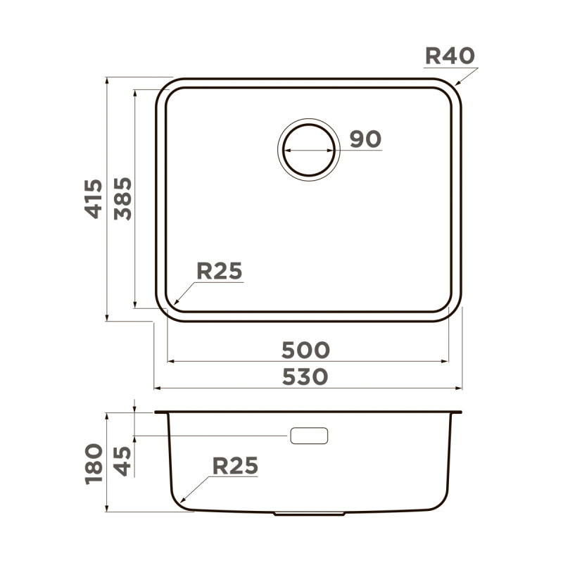 Мойка нержавеющая сталь 530x415мм Omoikiri Omi 53-U/I Ultra IN, нержавеющая сталь