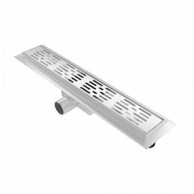 Трап для душа с гидрозатвором горизонтальный выпуск Quwelle Steel 10х50 c решеткой нержавеющая сталь