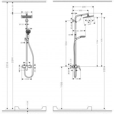 Душевая система с термостатом хром hansgrohe Crometta E 240 1jet Showerpipe 27284000
