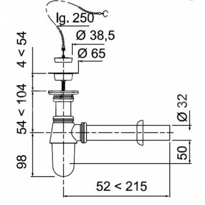 Сифон латунный нерж.вып. с проб. и трубой SL213 1 1/4" хром. (34578003)