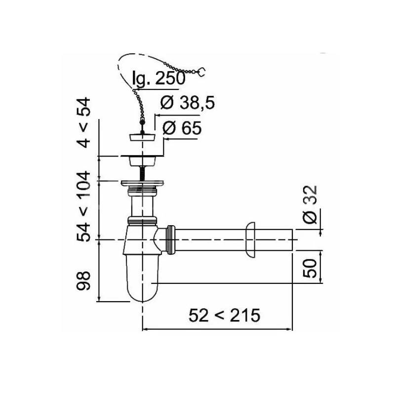 Сифон латунный нерж.вып. с проб. и трубой SL213 1 1/4" хром. (34578003)