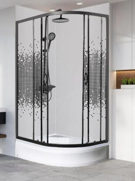 Душевая кабина 70x90x180см профиль черный стекло с узором МОНОМАХ ДУ 90/70/180 МЗ BL
