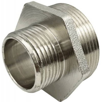 Ниппель латунь никель переходной Ду 20х15 (3/4"х1/2") НР SantechSystems