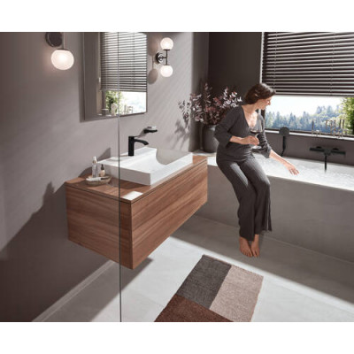 Однорычажный смеситель для раковины Hansgrohe Vivenis 110 без сливного комплекта, матовый черный