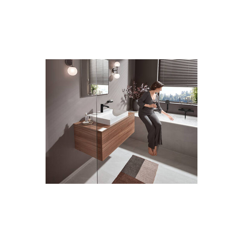 Однорычажный смеситель для раковины Hansgrohe Vivenis 110 без сливного комплекта, матовый черный