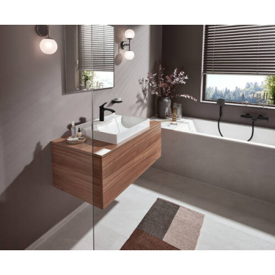 Однорычажный смеситель для раковины Hansgrohe Vivenis 110 без сливного комплекта, матовый черный