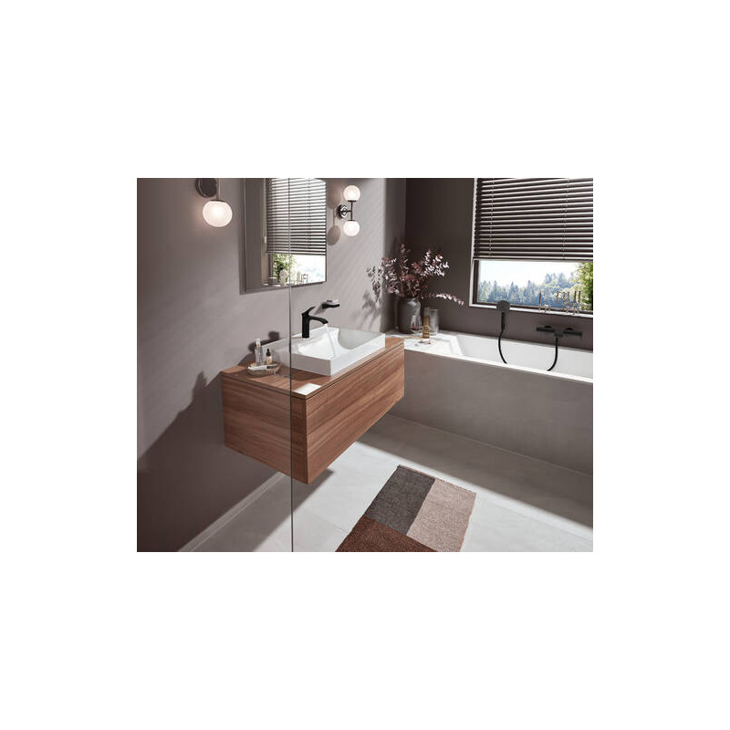Однорычажный смеситель для раковины Hansgrohe Vivenis 110 без сливного комплекта, матовый черный