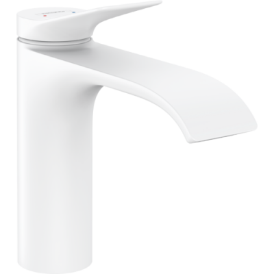 Однорычажный смеситель для раковины Hansgrohe Vivenis 110 без сливного комплекта, матовый белый