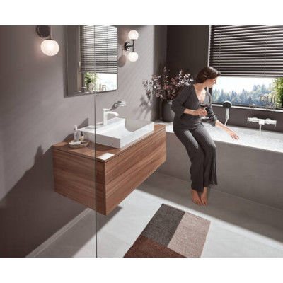 Однорычажный смеситель для раковины Hansgrohe Vivenis 110 без сливного комплекта, матовый белый