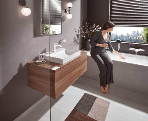 Однорычажный смеситель для раковины Hansgrohe Vivenis 110 без сливного комплекта, матовый белый