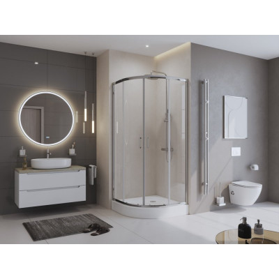 Душевой уголок 850x850x1950 Belbagno UNO-195-R-2-80-C-Cr, стекло прозрачное, профиль хром