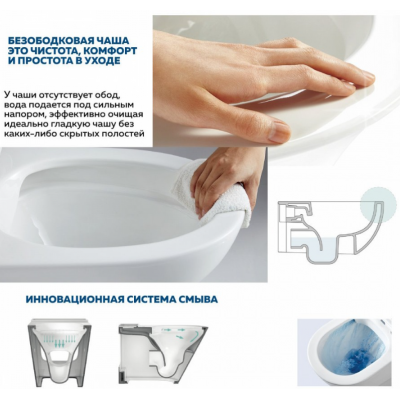 Унитаз моноблок безободковый Quwelle Streamlined с быстросъемным сидением микролифт