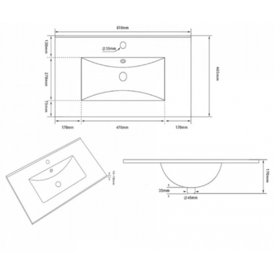 Подвесная тумба для ванной Quwelle Тренд 80см, с раковиной Rectangle, корпус в цвете дуб, фасад графит