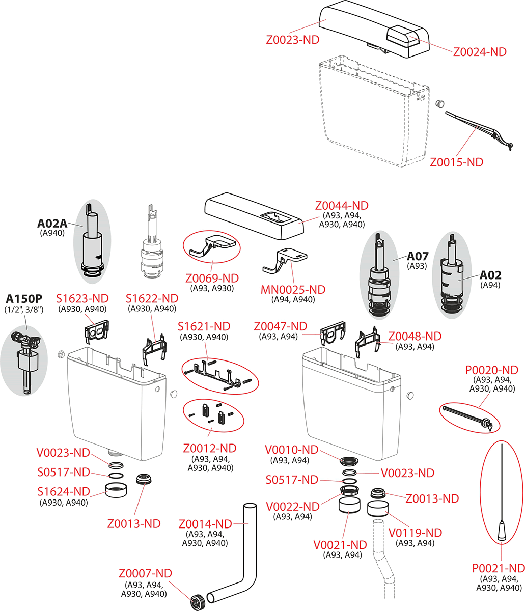 Универсальный бачок для унитаза Alca Uni Dual A93-1/2" 