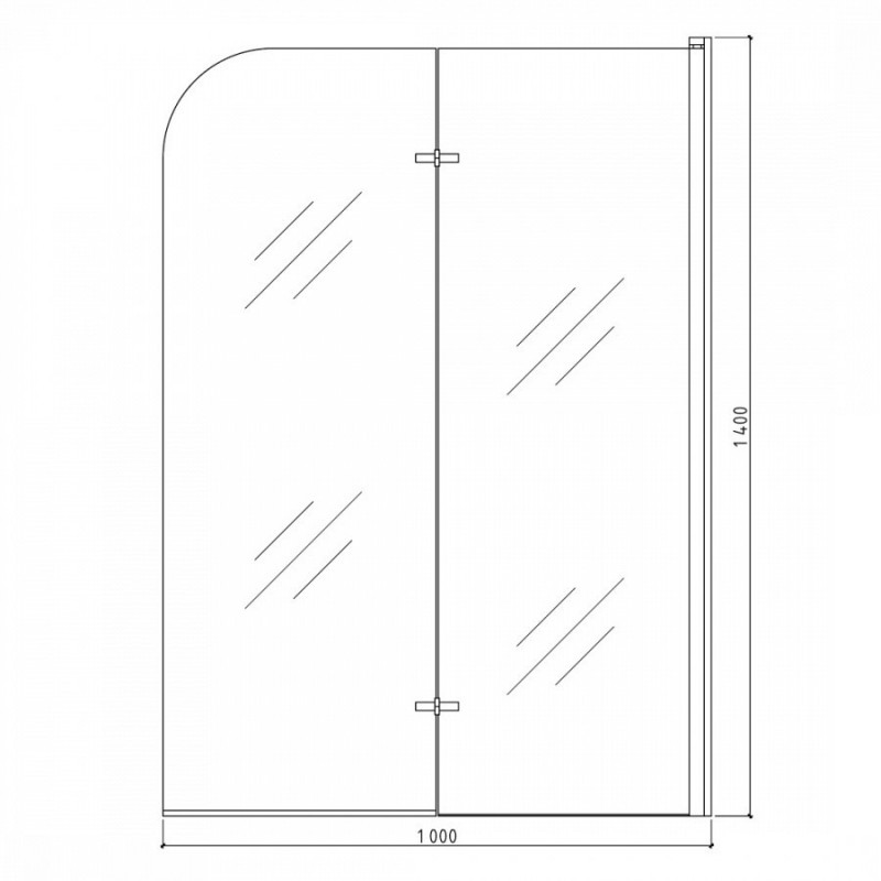Шторка на ванну Quwelle 100x140 складная, распашная, стекло прозрачное, профиль хром