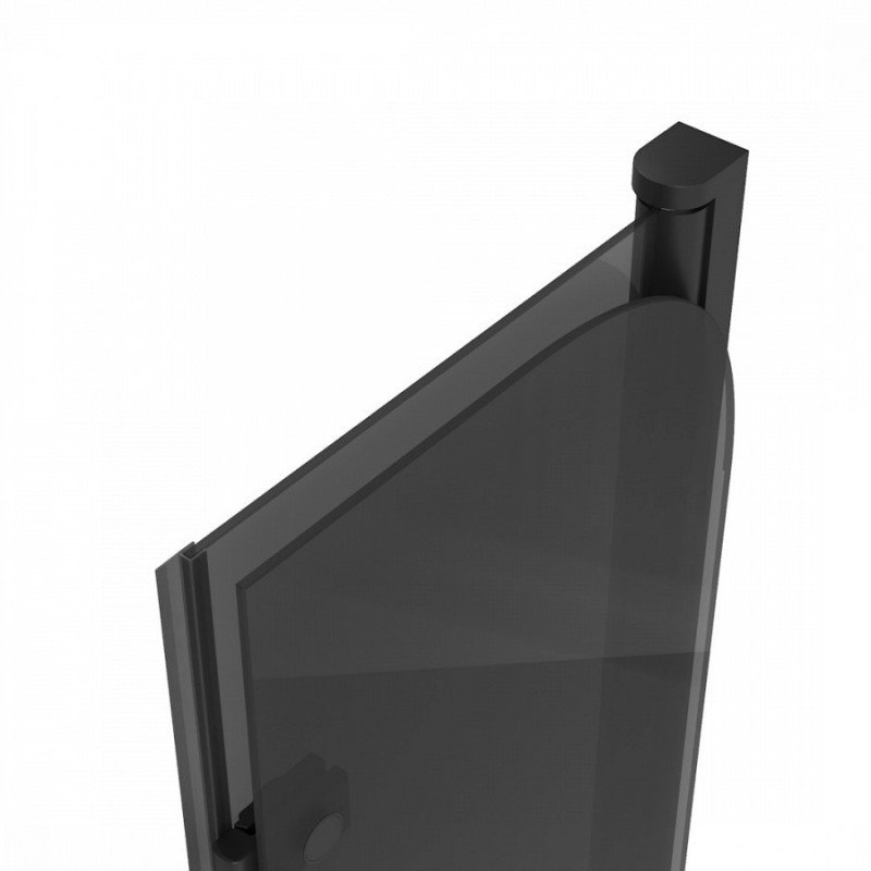 Шторка на ванну Quwelle 80x140 складная, распашная, стекло тонированное, профиль черный матовый