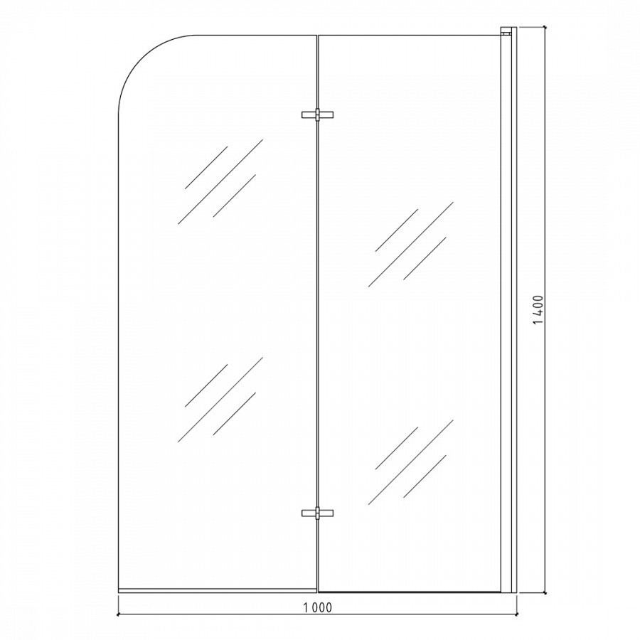Шторка на ванну Quwelle 80x140 складная, распашная, стекло тонированное, профиль черный матовый