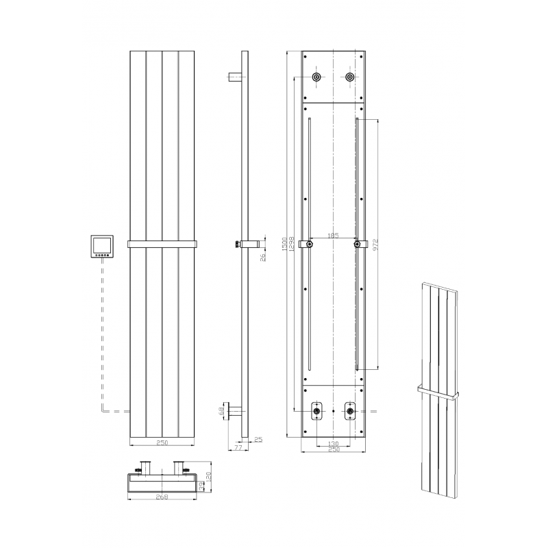 Полотенцесушитель электрический Boheme FLAT GUN METAL 725-GM