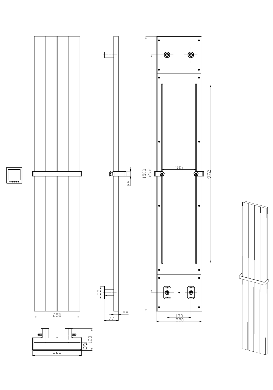 Полотенцесушитель электрический Boheme FLAT GUN METAL 725-GM