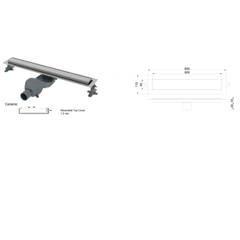 Душевой лоток Boheme Premium Linear 80 см, нержавеющая сталь, цвет Gun Metal (графит)