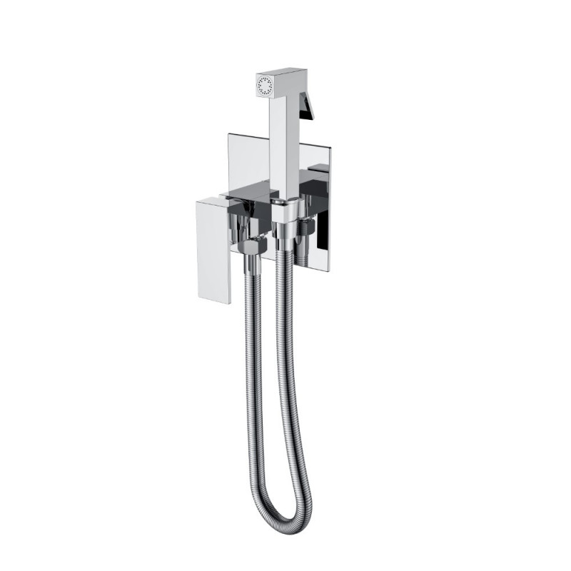 Смеситель гигиенический Boheme Qubic Chrome 477-CR, встраиваемый, латунь, хром