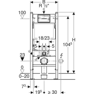Инсталляция Geberit Duofix, 112 см, со смывным бачком Delta 12 см, смывная клавиша Delta01, round
