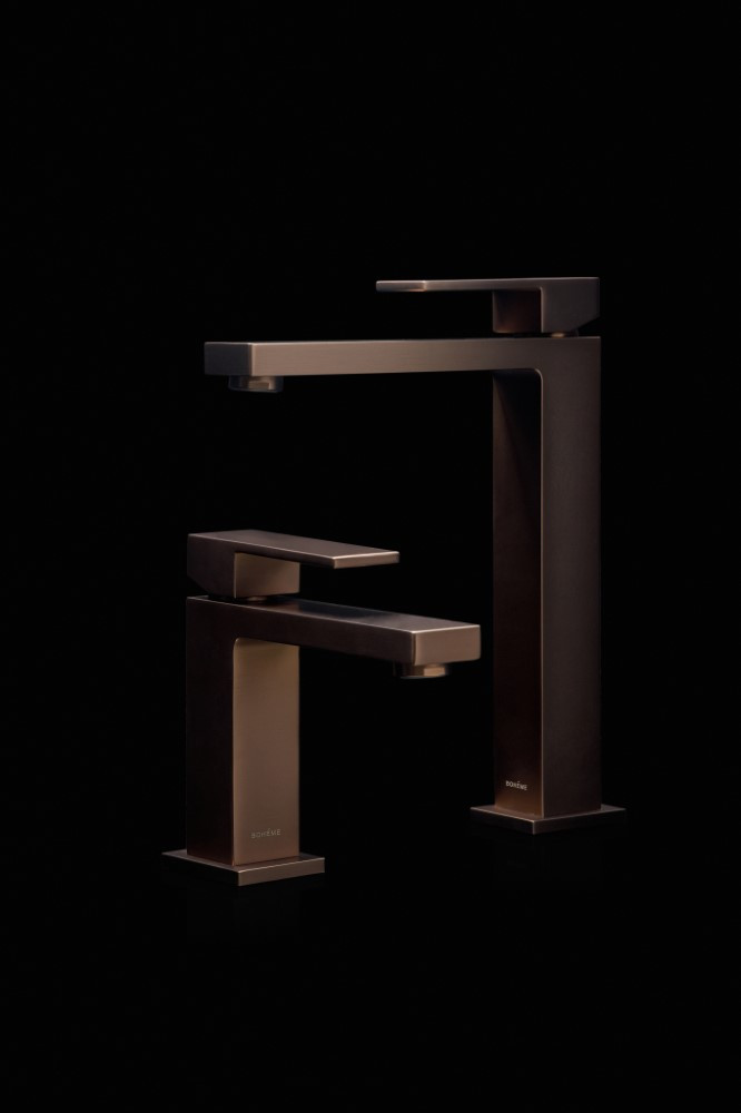 Смеситель для умывальника Boheme QUBIC Brushed Bronze, однорычажный, цвет «брашированная бронза», Италия