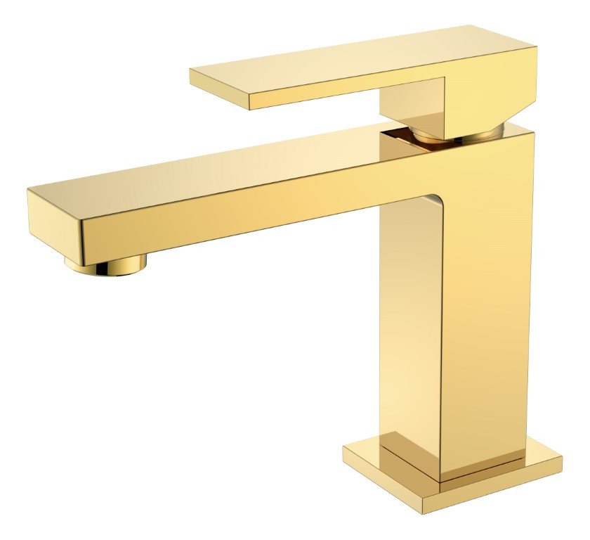 Смеситель для умывальника Boheme QUBIC Shine Gold, однорычажный, цвет «глянцевое золото», Италия