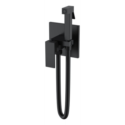 Гигиенический смеситель Boheme Qubic Matt Black, латунь, матовое чёрное покрытие, с гигиенической лейкой