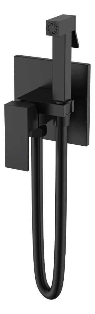 Гигиенический смеситель Boheme Qubic Matt Black, латунь, матовое чёрное покрытие, с гигиенической лейкой