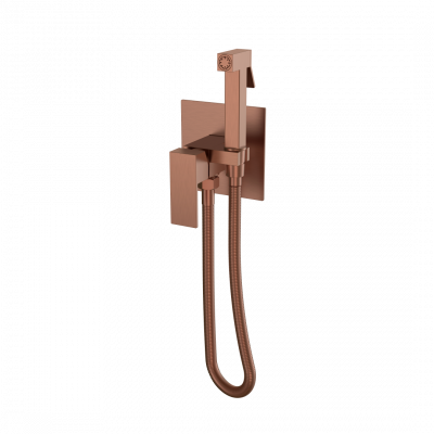 Гигиенический смеситель Boheme Qubic Brushed Bronze, латунь, брашированное бронзовое покрытие, с гигиенической лейкой