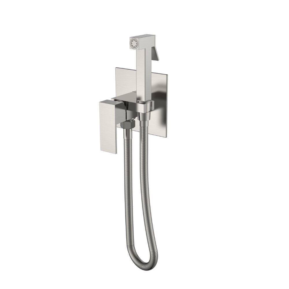 Гигиенический смеситель Boheme Qubic Copper Brushed, латунь, брашированное медное покрытие, с гигиенической лейкой