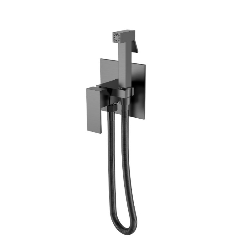 Гигиенический смеситель Boheme Qubic Matt Black, латунь, матовое чёрное покрытие, с гигиенической лейкой