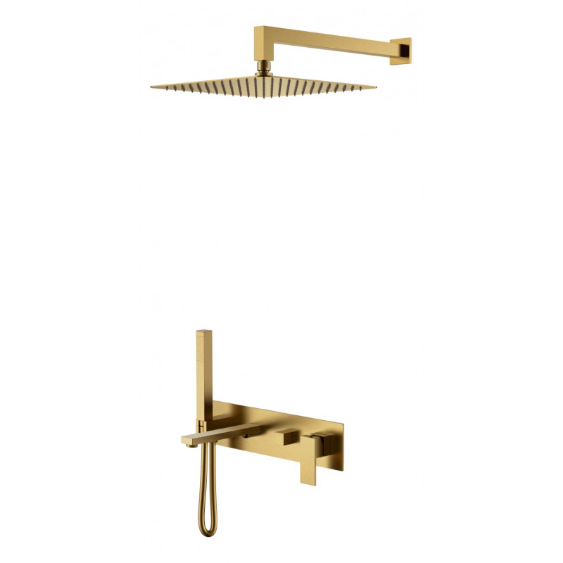 Смеситель встраиваемый Boheme Qubic Bronze с изливом, верхним и ручным душем