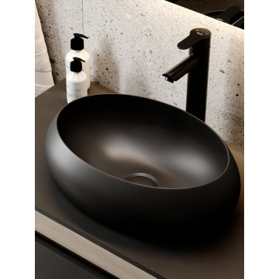 Раковина накладная Quwelle Jug 48, чёрный матовый, санфарфор