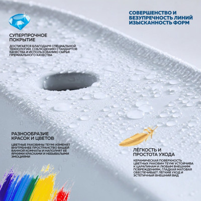 Раковина накладная Quwelle Trough 40, чёрный матовый, санфарфор