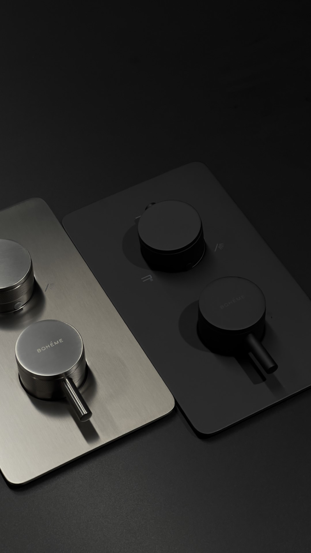 Смеситель ванно‑душевой Boheme Cell 134‑3‑GM Gun Metal, термостатический, 3‑х проходной, встраиваемый