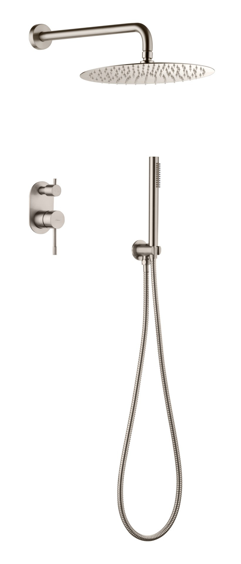 Душевая система Boheme Uno 464‑NB Nickel Brush: встроенный смеситель, верхний и ручной душ