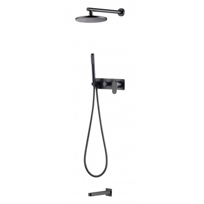 Душевая система Boheme SPECTRE Gun Metal: встроенный смеситель, верхняя лейка, излив