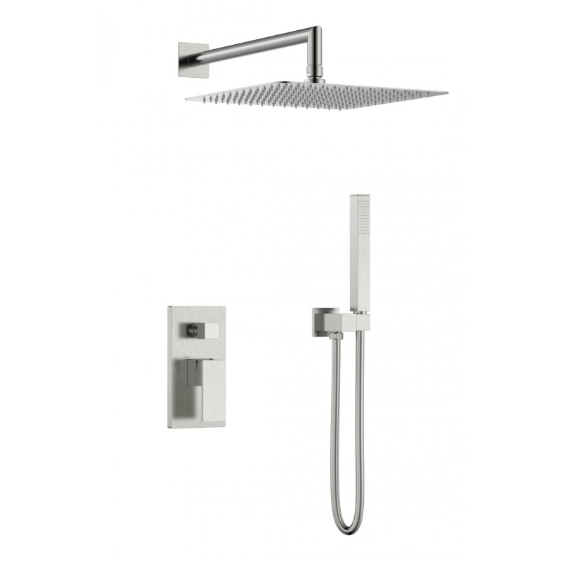 Душевая система Boheme QUBIC 474‑3‑NB Brushed Nickel: встроенный смеситель, верхняя и ручная лейка