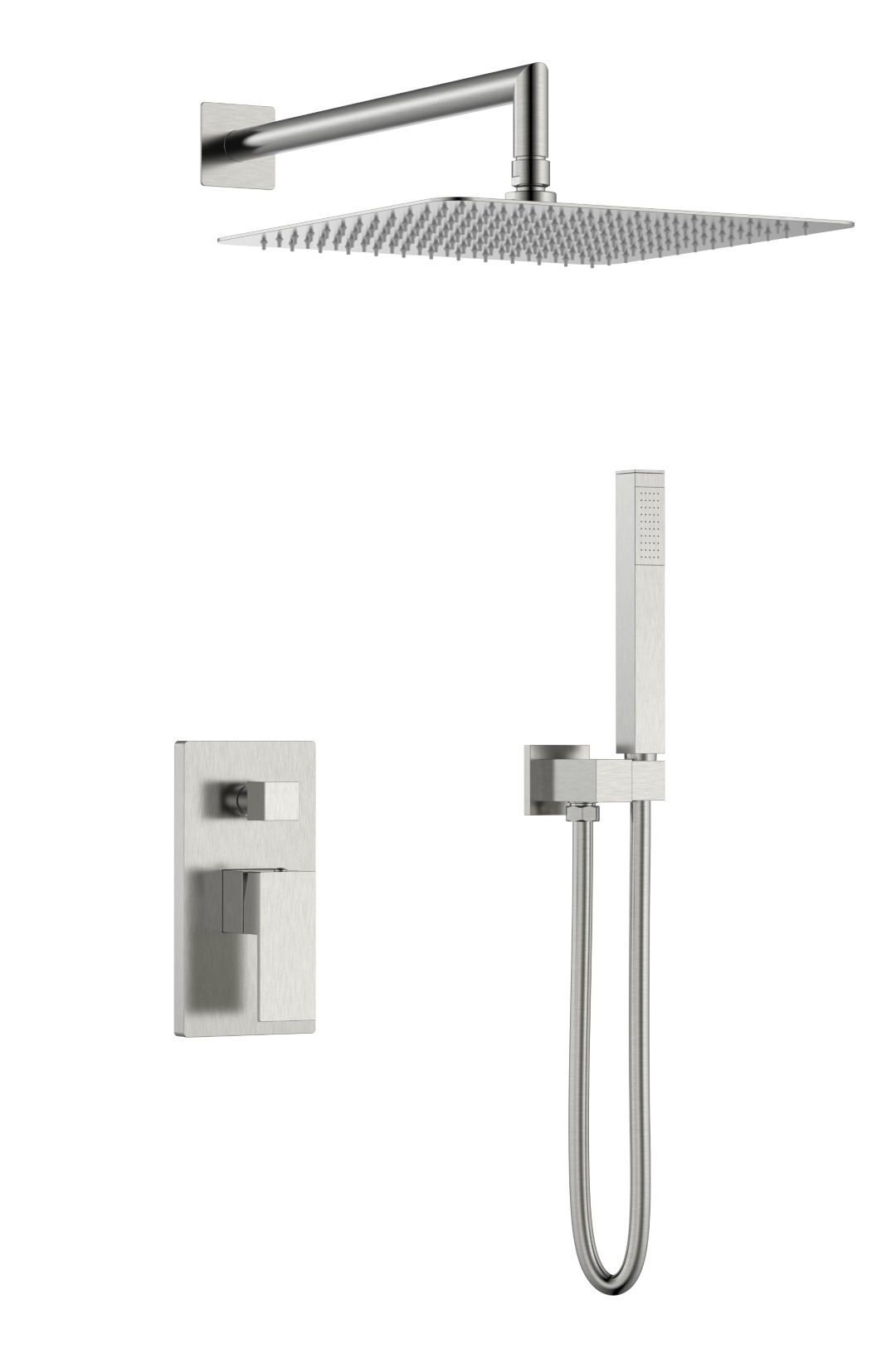 Душевая система Boheme QUBIC 474‑3‑NB Brushed Nickel: встроенный смеситель, верхняя и ручная лейка