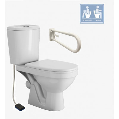 Унитаз компакт для МГН, косой выпуск с педальным смывом