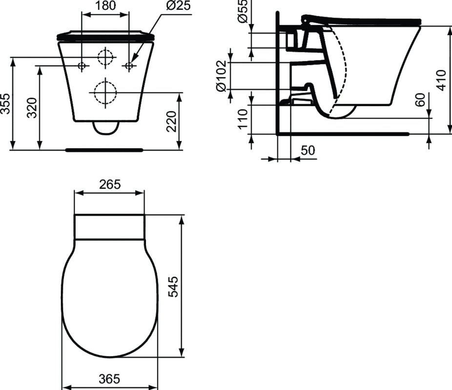 Унитаз подвесной с сиденьем дюропласт микролифт CONNECT AIR Rimless Ideal Standard K819501