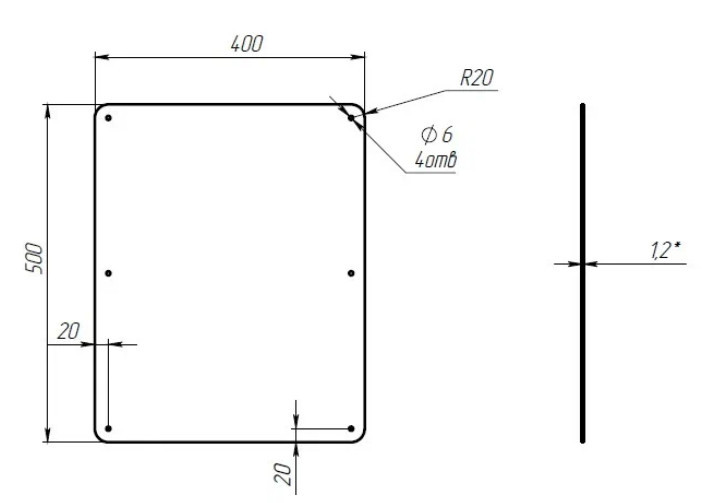 Зеркало антивандальное 500х400 мм Iron-P